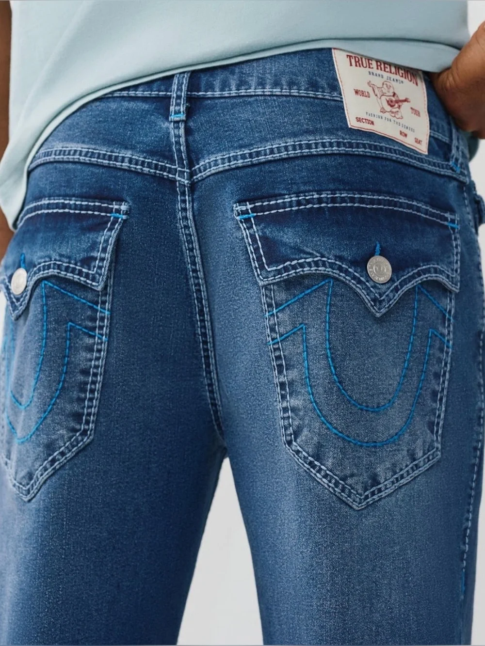 True Religion Geno Button Flap Pocket Slim Jeans size 33x32 $204 Casual - Picture 4 of 7